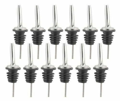 Whiskey Oil Bottle Pourers Tapered Spout 12 Pack Stainless Steel Med - Fast Flow
