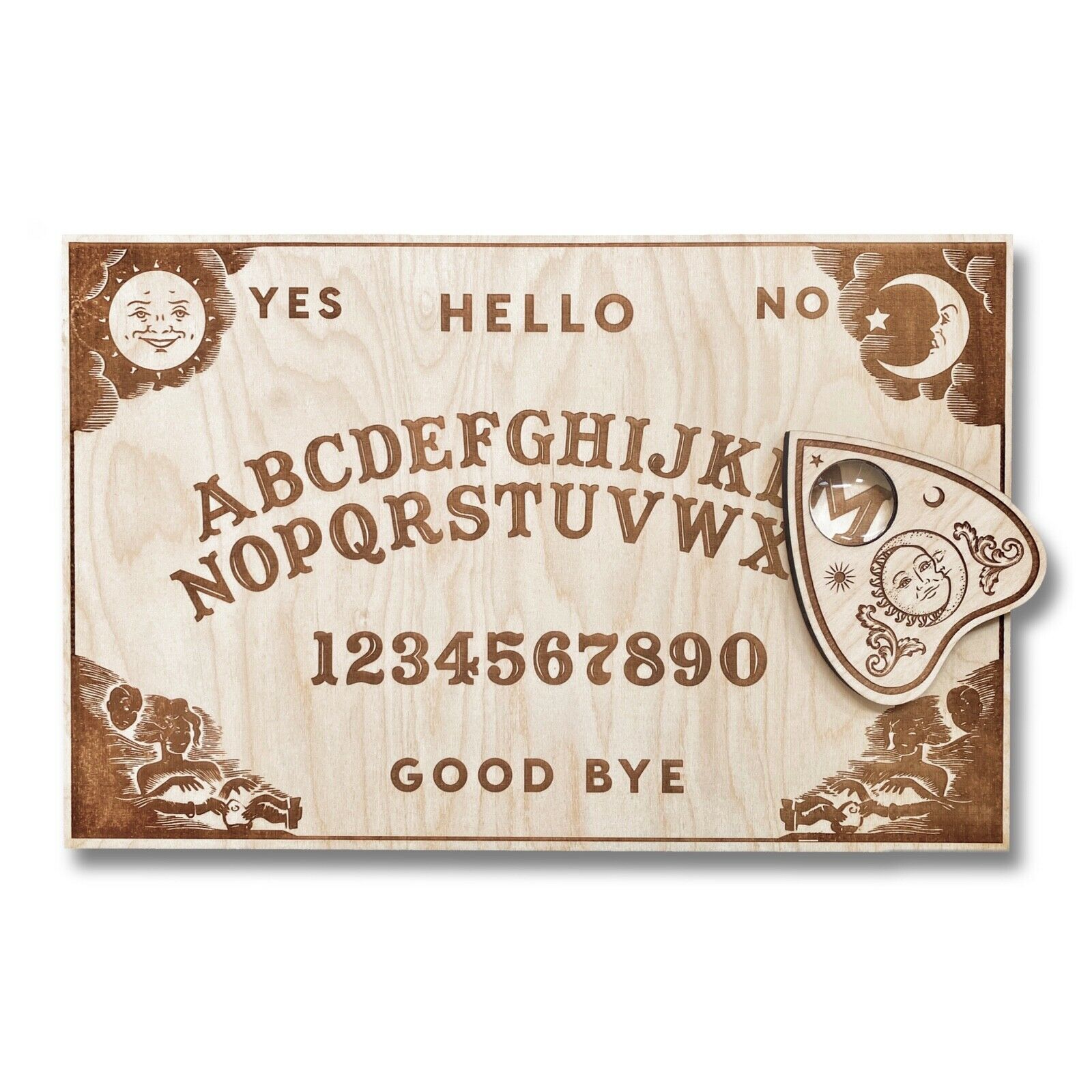 Classic Ouija Spirit Board Wooden Handmade 11"x7" Wood Talking Game Halloween