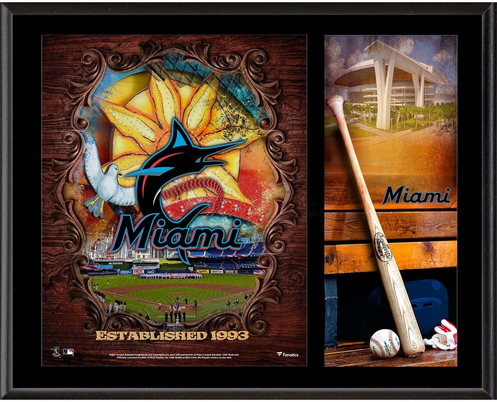 Miami Marlins Sublimated 12" X 15" Team Logo Plaque