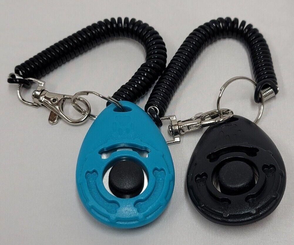 2 Pack Pet Training Clicker With Wrist Strap Dog Training Clickers Blue - Black