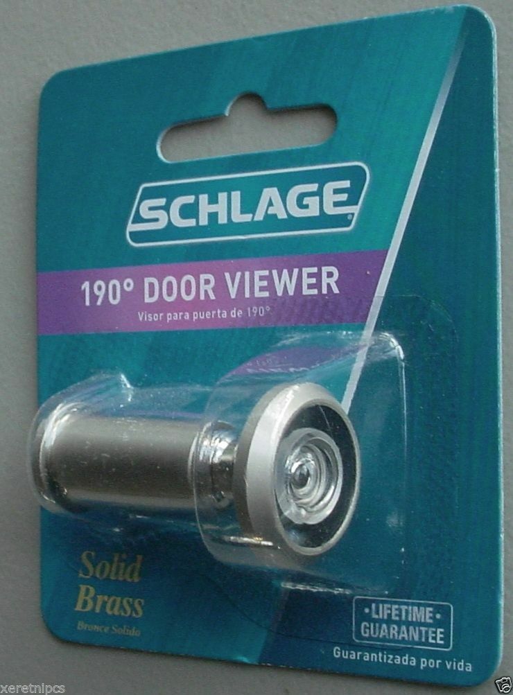 Schlage Solid Brass 190 Degree Wide Angle Door Viewer Scope Peephole Sc698p-b619