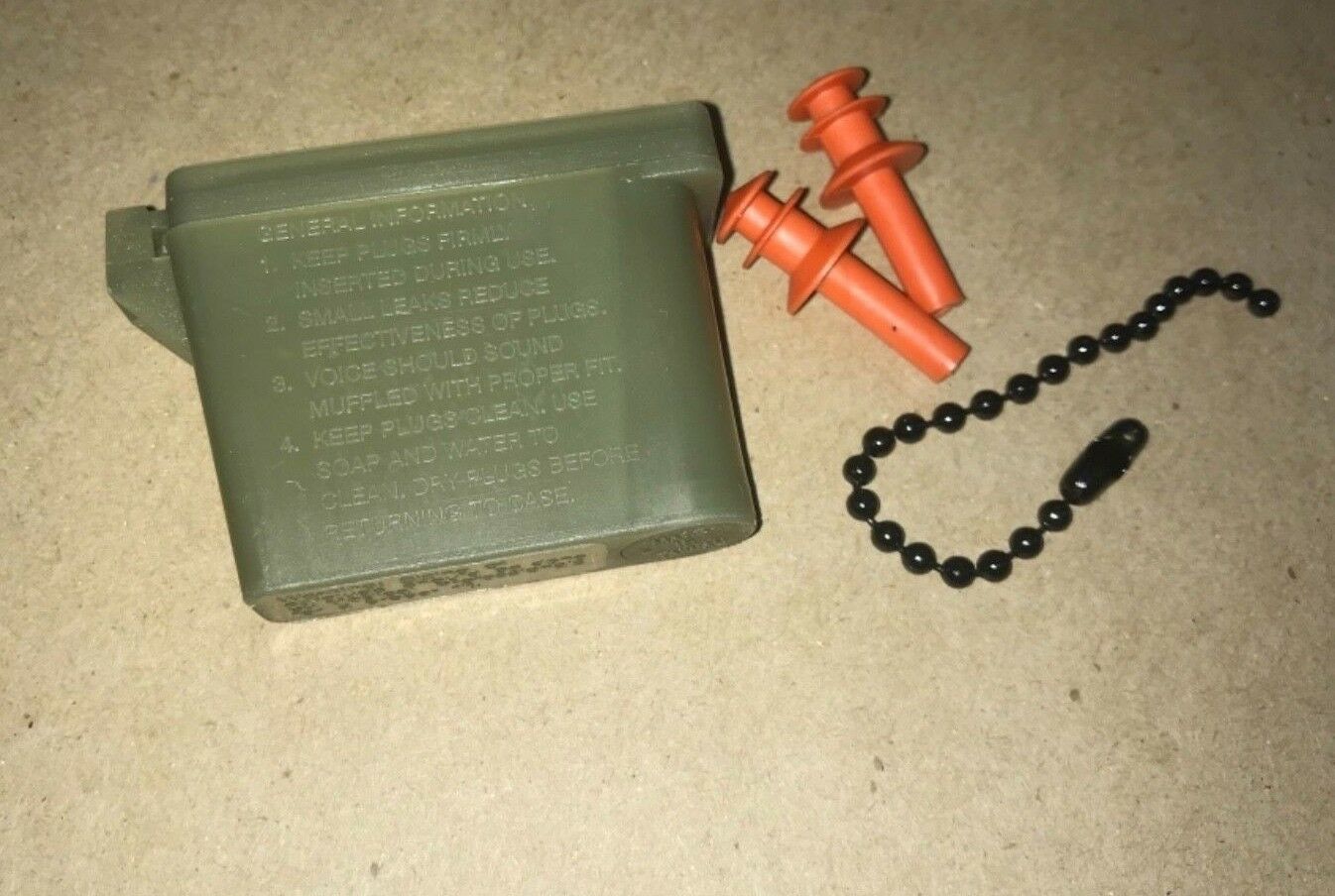 Us Army Military Ear Plugs With Chain And Case Size Medium Orange