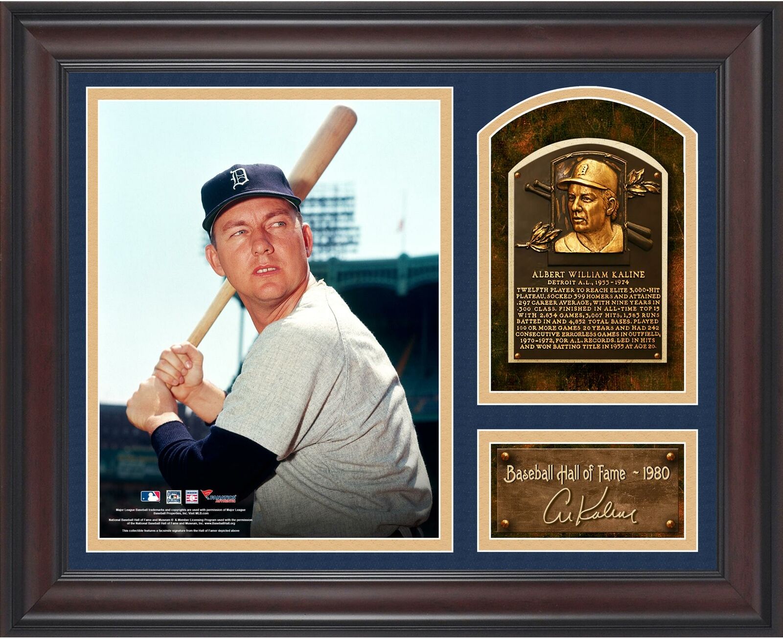 Al Kaline Baseball Hall Of Fame Framed 15x17 Collage W/ Facsimile Signature
