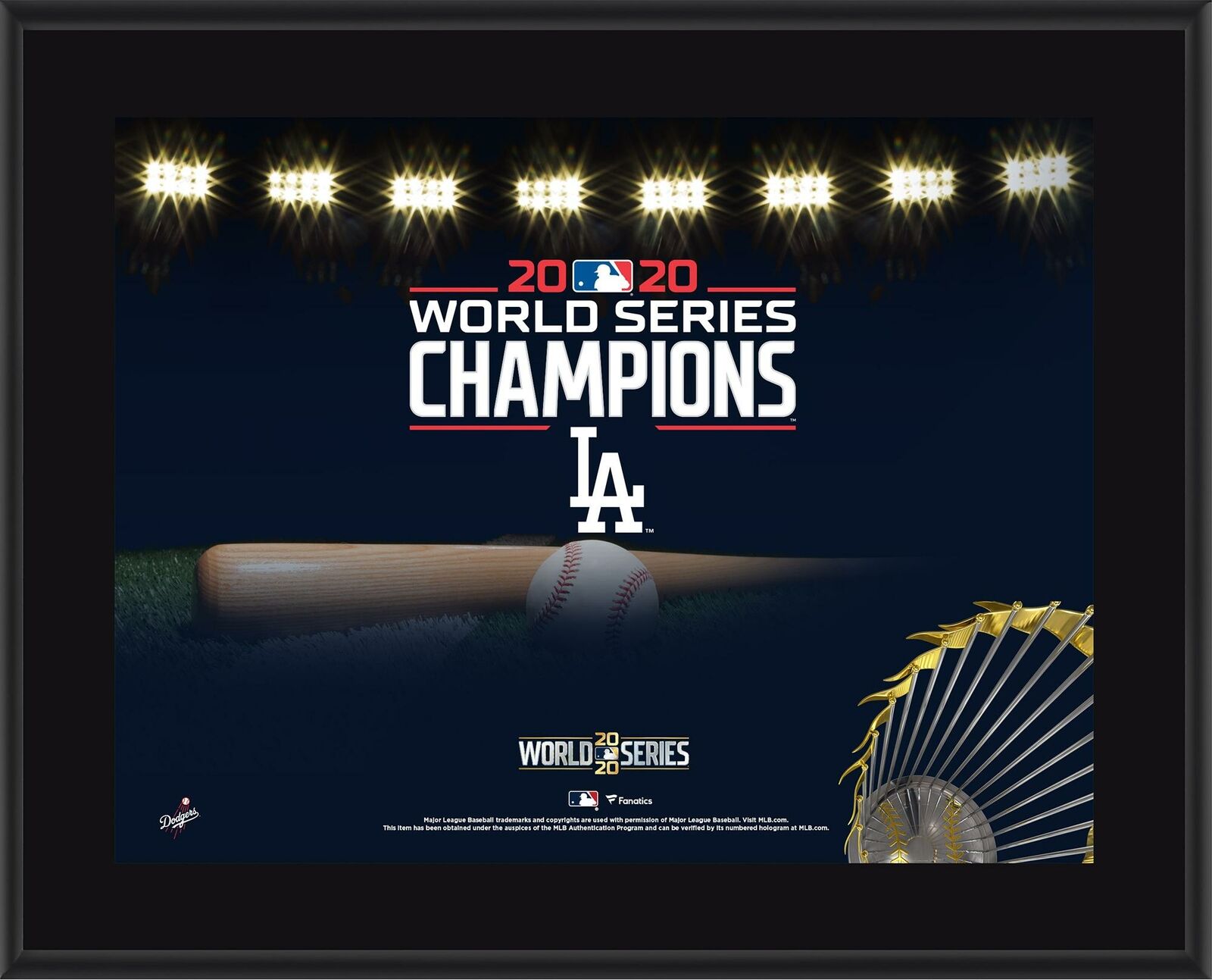 Los Angeles Dodgers 2020 Mlb World Series Champions 10" X 13" Sublimated Plaque