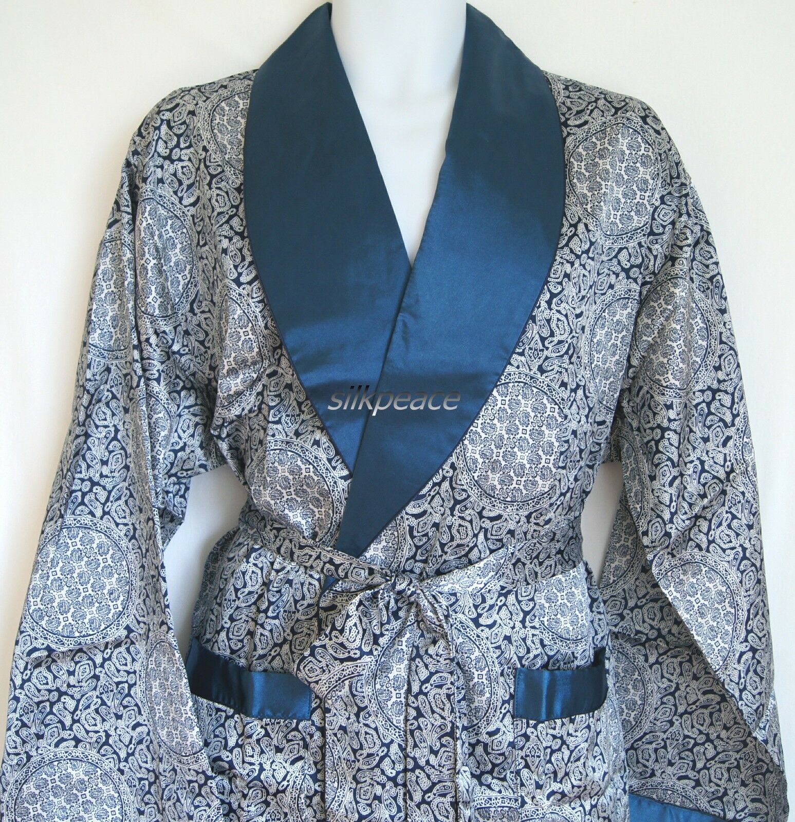 Deliver <5 Days Mens Silk Satin Pajamas Kimono Robe Gown Loungewear True Us Size