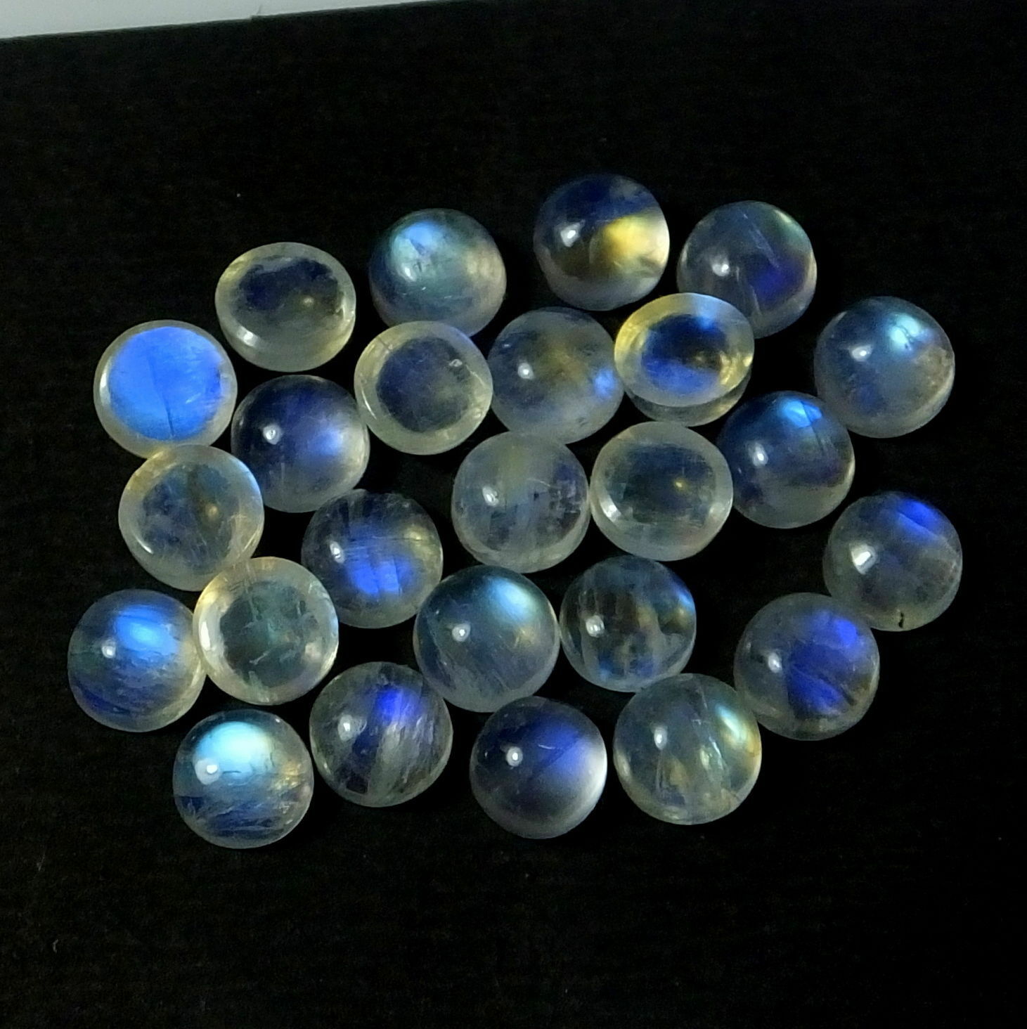 70% Off !! 3mm To 10mm Natural Rainbow Moonstone Round Cabochon Loose Gemstone