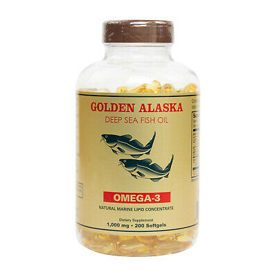 Alaska Deep Sea Fish Oil Omega 3 Dha/epa 1000 Mg 200 Softgels Fresh Shipping