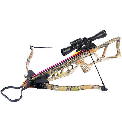 180 Lb Camouflage Hunting Crossbow Bow +4x20 Scope + 7 Arrows / Bolts 150 80 50