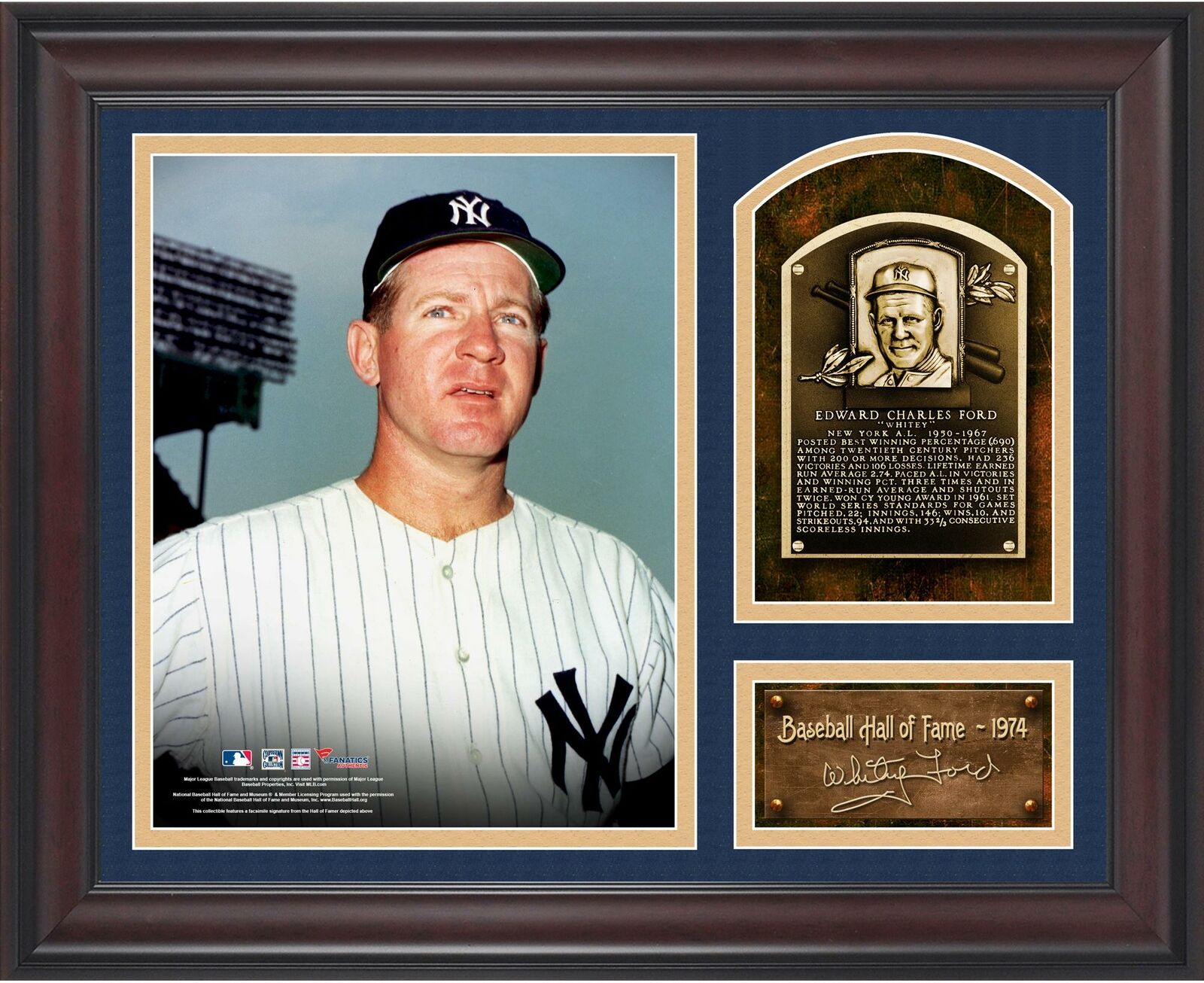 Whitey Ford Baseball Hall Of Fame Framed 15x17 Collage W/ Facsimile Signature