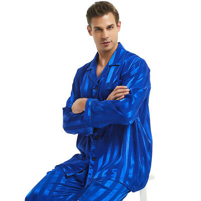 Mens Silk Satin Long Pajamas Set Pajamas For Men Silk Sleepwear__for Great Gift
