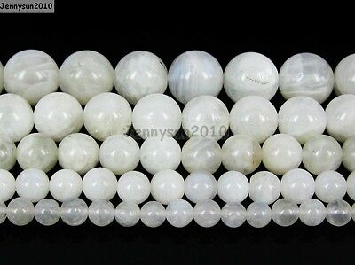 Natural White Moonstone Gemstone Round Beads 15.5'' 4mm 6mm 8mm 10mm 12mm 14mm
