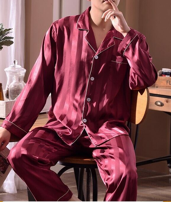 Deliver <5 Days Mens Silk Satin Pajamas Us 3x  2x  Xl L M Lounge Wear Pants Top